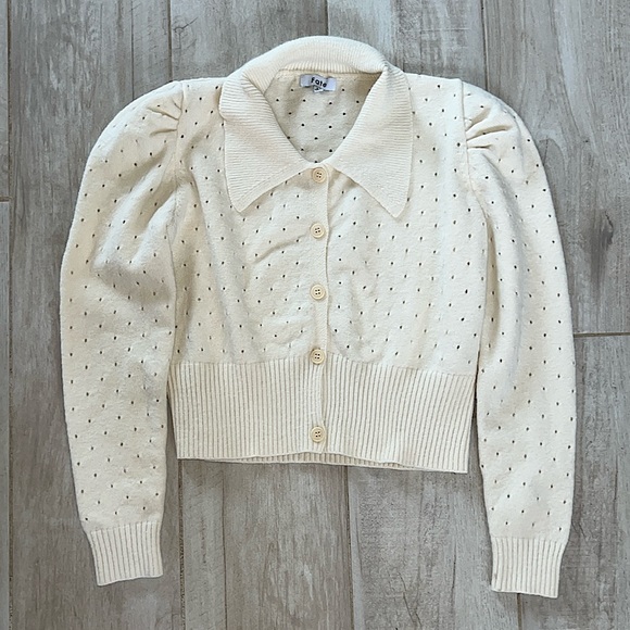 Fate | Sweaters | Fate Collared Puff Sleeve Button Down Sweater | Poshmark